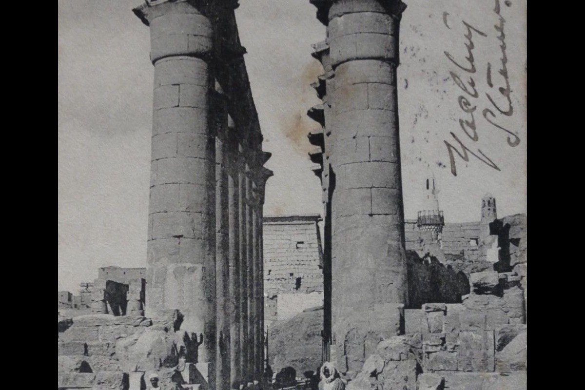 Historic excavation railway in the great colonnade at Luxor