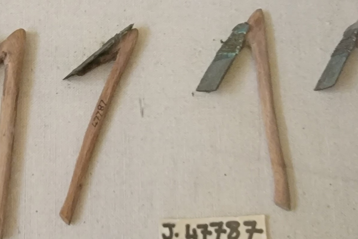 Ancient Egyptian models of tools displayed in the Egyptian Museum in Cairo
