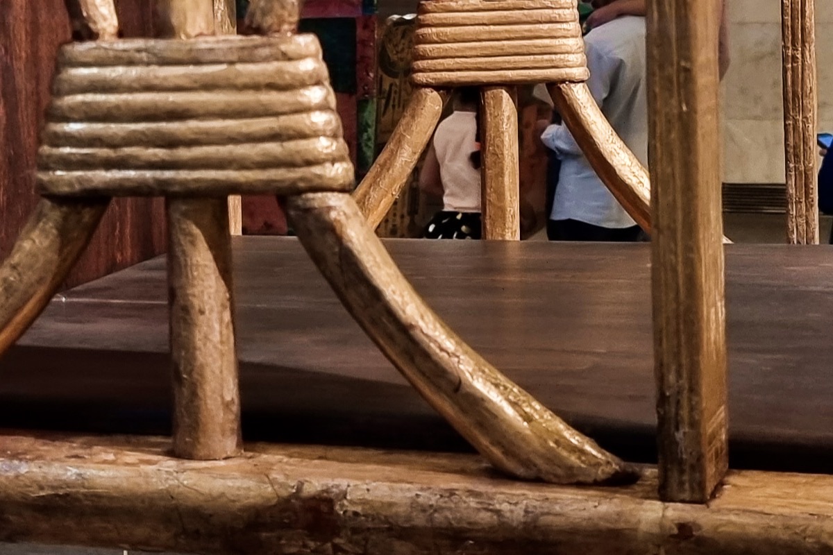 Reconstructed chair of Queen Hetepheres displayed in Cairo